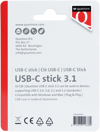 USB stick 3.1 Quantore USB-C 32GB zilver-2