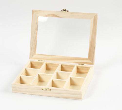 Doos Creativ Company 15.5x20.5x3.5cm hout met glazen deksel-2