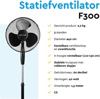 Statiefventilator BRASQ F300 Ø 40cm zwart-6