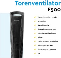 Torenventilator BRASQ F500 H79cm zwart-5