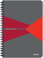 Notitieboek Leitz Office A5 lijn 180 pagina's 80gr grijs rood