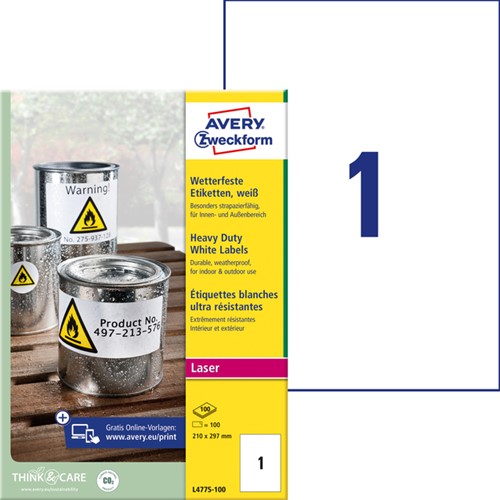 Etiket Avery Zweckform L4775-100 210x297mm 100 etiketten-2