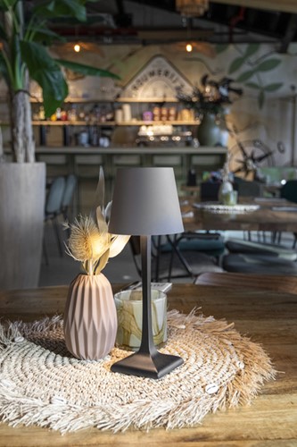 Tafellamp Securit Milano LED oplaadbaar dimbaar taupe-zwart-1