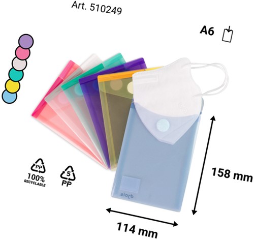 Enveloptas Djois Color Collection A6 verticaal assorti-4