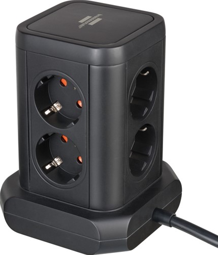 Stekkerdoos Brennenstuhl toren 8 voudig met 2x USB A 1x USB C PD zwart-2