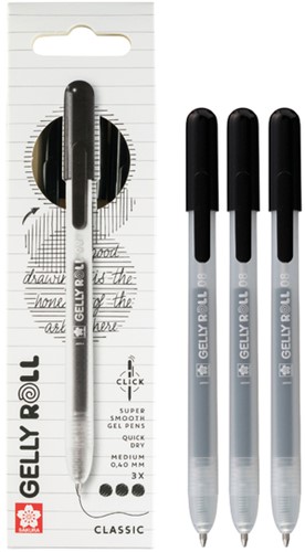 Gelschrijver Sakura Gelly Roll Classic 08 klikfunctie set à 3 stuks zwart-1