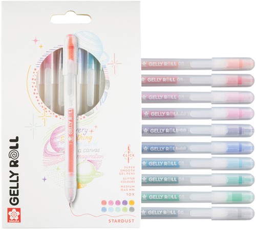 Gelschrijver Sakura Gelly Roll Stardust 08 klikfunctie assorti 10st-1