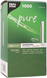 Tandenstoker Papstar Pure per stuk verpakt dispenser à 1000 stuks hout