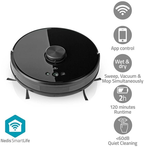Robotstofzuiger Nedis Smartlife wifi laser 3-in-1 zwart-1
