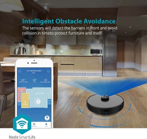 Robotstofzuiger Nedis Smartlife wifi laser 3-in-1 zwart-3