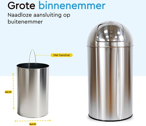 Afvalbak BRASQ Push Bin PB230+ 30 liter rvs-3