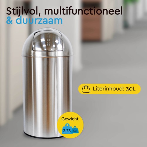 Afvalbak BRASQ Push Bin PB230+ 30 liter rvs-5