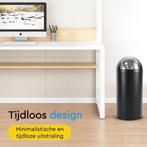 Afvalbak BRASQ Push Bin PB230+ 30 liter zwart-1