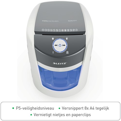 Papiervernietiger Leitz IQ OptiMax 350 Small Office P5 snippers 2x15mm-4