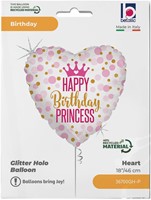 Folieballon Birthday prinses 45cm