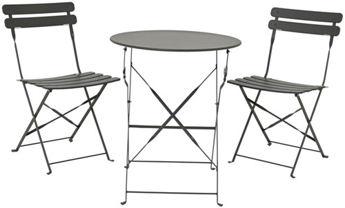 Bistroset staal 3-delig antraciet