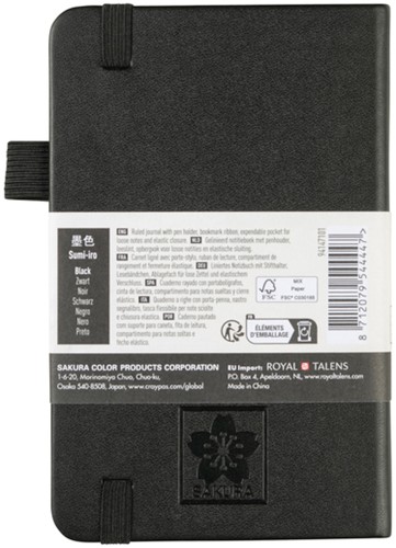 Notitieboek Sakura pocket 90x140mm lijn hard cover zwart-3