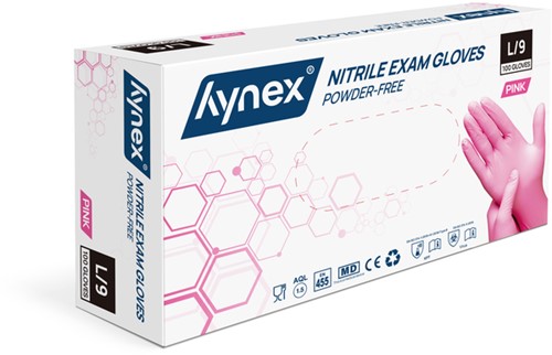 Handschoen Hynex nitril L roze 3.5gr 100 stuks