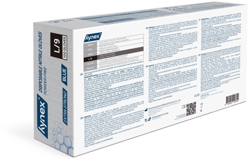 Handschoen Hynex nitril L blauw 5gr extra sterk 100 stuks-2