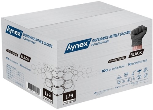 Handschoen Hynex nitril L zwart 5gr extra sterk 100 stuks-2
