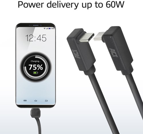 Kabel ACT USB-C hoek boven/beneden 10Gbps 1m-2