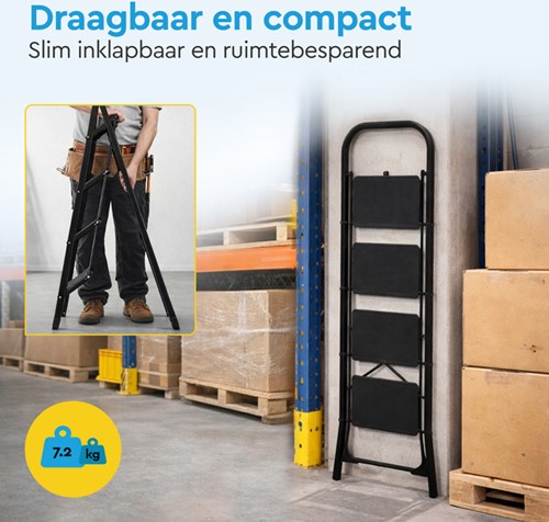 Huishoudtrap BRASQ 4 treden SLM400 zwart-7