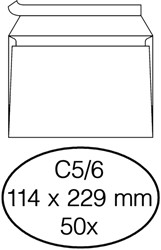 Envelop Quantore bank C5/6 114x229mm zelfklevend wit 50 stuks