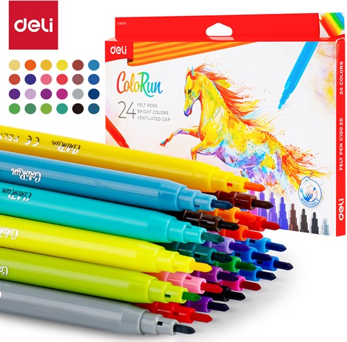 Deli ColoRun viltstiften - 24 kleuren