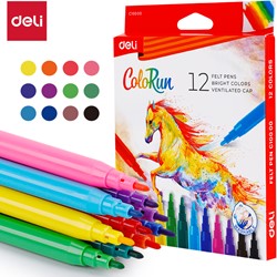 Deli ColoRun viltstiften - 12 kleuren