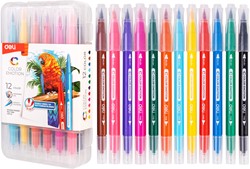 Deli Color Emotion dubbele viltstiften - 12 kleuren