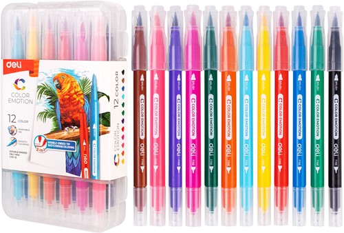 Deli Color Emotion dubbele viltstiften - 12 kleuren