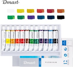 Deli Dmast watercolorverf - 12 kleuren x 12ml