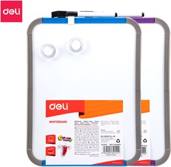 Deli whiteboard inclusief stift + wisserdop, magneetjes en motageset, 279x216mm, assorti