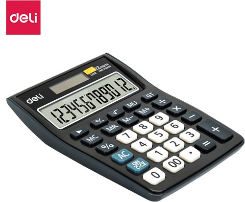 Deli bureaurekenmachine zwart - 12 digits