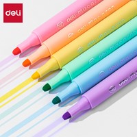 Deli Macaron markeerstift met beitelpunt, set à 6 kleuren-2