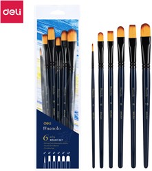 Deli Finenolo acrylverfpenselen hard nylon - set à 6 stuks