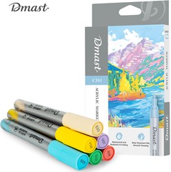 Deli Dmast acrylmarker met beitelpunt, 6 pastel kleuren