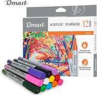Deli Dmast acrylmarker met beitelpunt, 12 pastel kleuren