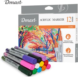Deli Dmast acrylmarker met beitelpunt, 12 pastel kleuren