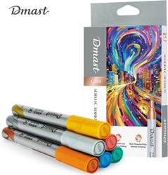 Deli Dmast acrylmarker met beitelpunt, 6 metallic kleuren