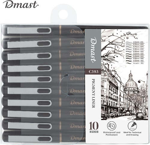 Deli Dmast pigmentliner zwart - 10 stuks
