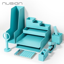 Deli NuSign complete set bureau accessories blauw, 13-delig 
