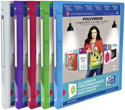 Presentatieringband Oxford Polyvision A4 4-rings O-mech 20mm assorti