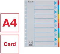 Tabbladen Esselte Standaard A4 10-delig karton 11-rings met voorblad assorti-3