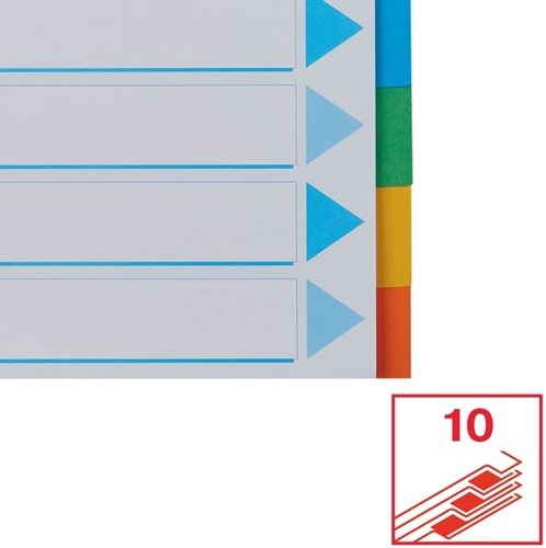 Tabbladen Esselte Standaard A4 10-delig karton 11-rings met voorblad assorti-5