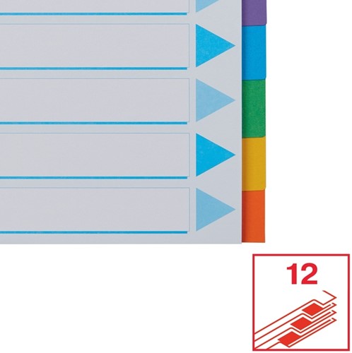Tabbladen Esselte Standaard A4 12-delig karton 11-rings met voorblad assorti-7