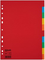 Tabbladen Esselte Economy A4 10-delig karton 11-rings assorti