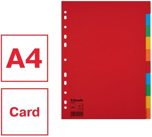 Tabbladen Esselte Economy A4 10-delig karton 11-rings assorti-4
