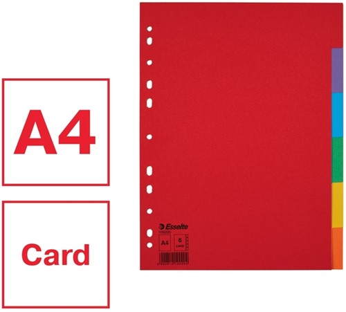 Tabbladen Esselte Economy A4 6-delig  karton 11-rings assorti-3