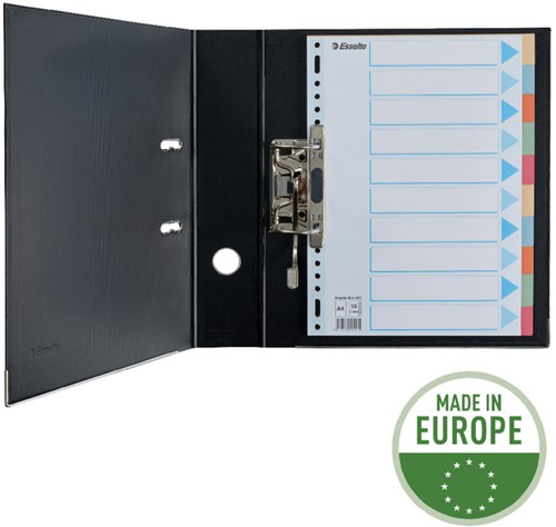 Tabbladen Esselte Premium A4 10-delig karton 23-rings assorti-3